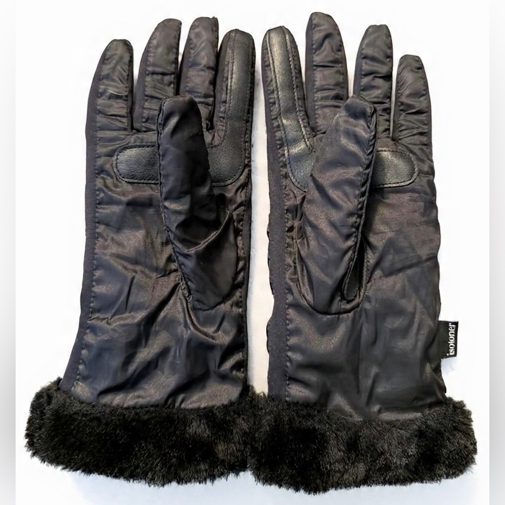 NWOT- Isotoner- Women's Quilted Gloves with Faux Fur Cuff- S/M - Picture 2 of 3